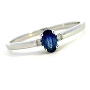 14K Wihite Gold Blue Sapphire Ring